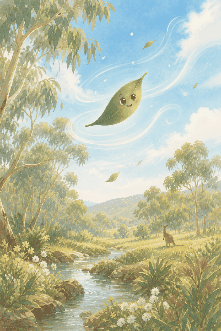 A leaf travelling on the wind